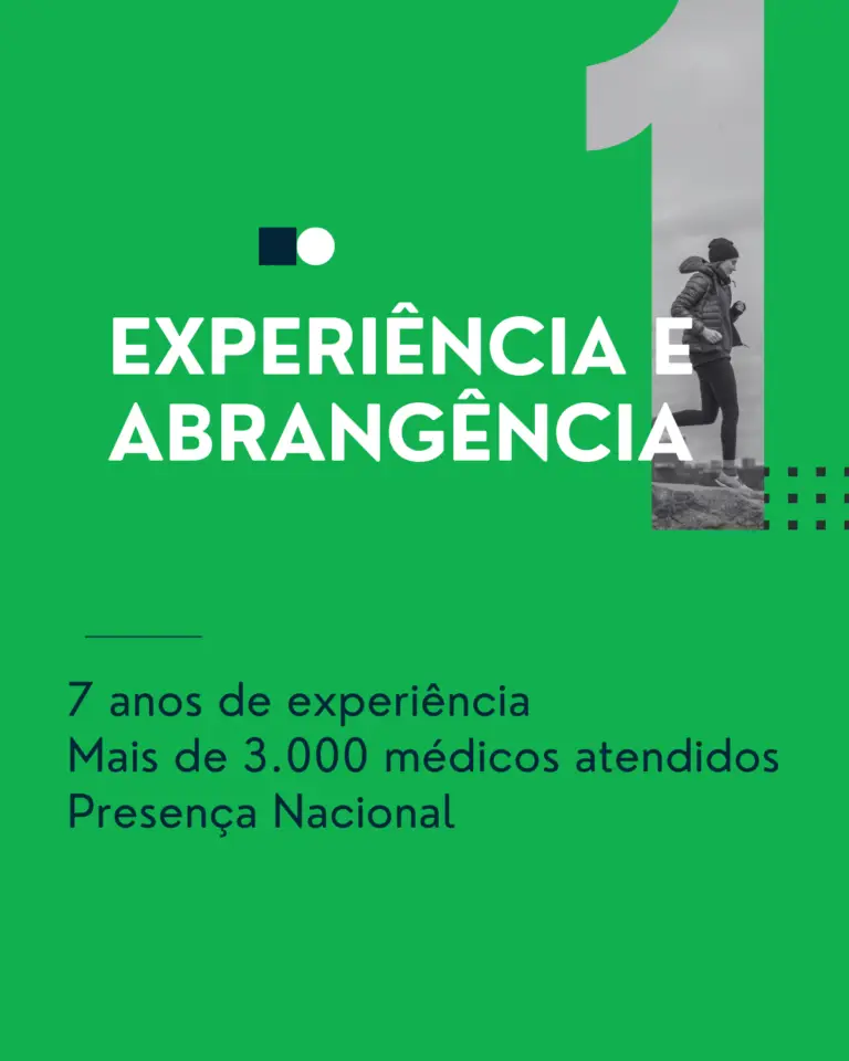 experiência e abrangência 7 anos de experiência Mais de 3.000 médicos atendidos Presença Nacional